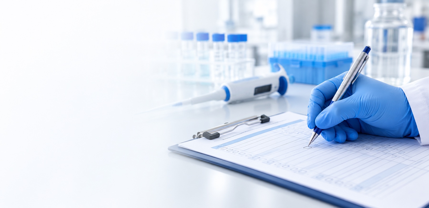 Pipetas preparadas para el ensayo de calibración