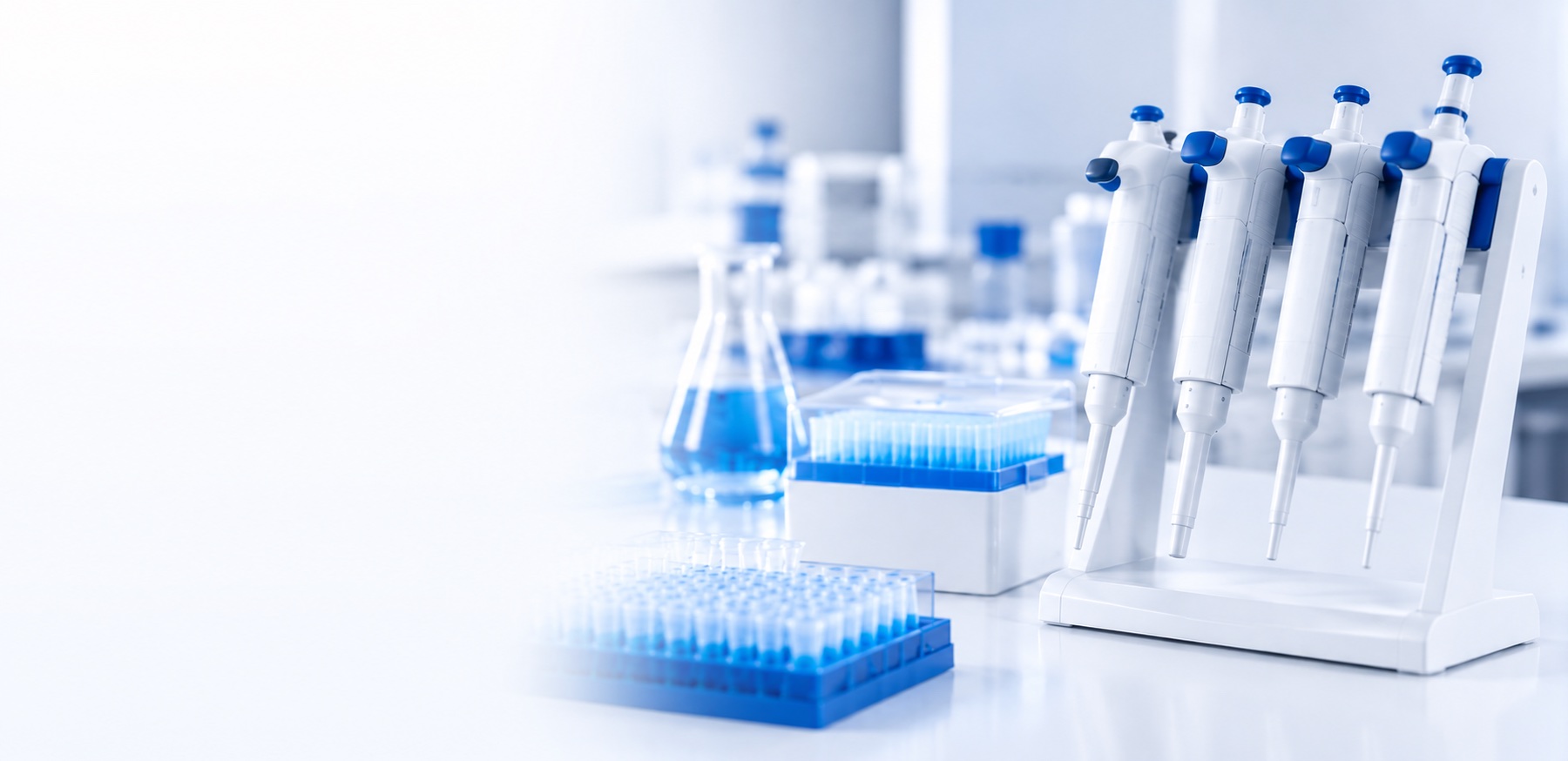 Pipetas de laboratorio preparadas para su calibración